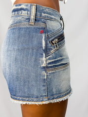 Replay 2000s Dual Zip Low-Rise Denim Mini Skirt - XS/S