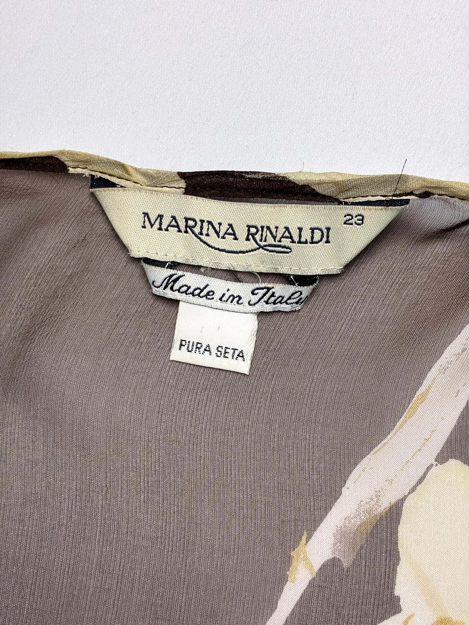 Marina Rinaldi 2000s Brown Lily Print Silk Sheer Kimono - S/M
