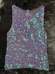 Vintage Purple Crochet Sequin Tank