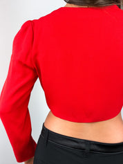 Sonia Rykiel 1980s Red Puff Shoulder Tie-Front Bolero - S