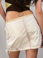 Custo Barcelona 2000s Cream Ruffle Pocket Low Rise Mini Skirt - S/M