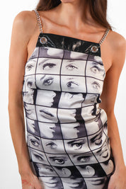 Miss Sixty 2000s Black & White Photo Print Chain Strap Mini Dress - XS-S