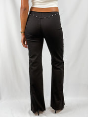 Exoos'me 2000s Black Studded Low-Rise Flare Trousers - XS/S