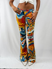 Miss Sixty 2000s Psychedelic Butterfly Print Low Rise Flare Jeans - W27