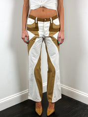 Just Cavalli 2000s White & Tan Colorblock Star-Panel Jeans - W29