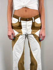 Just Cavalli 2000s White & Tan Colorblock Star-Panel Jeans - W29