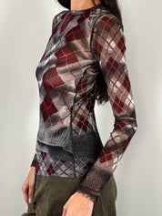 Jean Paul Gaultier Maille Femme F/W 2004 Trompe L'oeil Argyle Mesh Top - XS-M