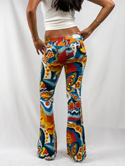 Miss Sixty 2000s Psychedelic Butterfly Print Low Rise Flare Jeans - W27