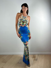 Roberto Cavalli 2013 Multicolor Floral Baroque Print Maxi Dress