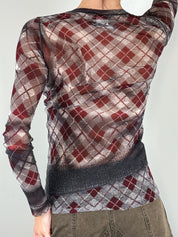 Jean Paul Gaultier Maille Femme F/W 2004 Trompe L'oeil Argyle Mesh Top - XS-M