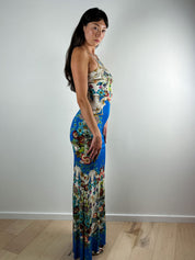 Roberto Cavalli 2013 Multicolor Floral Baroque Print Maxi Dress