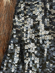 Patrizia Pepe Sera 2000's Black Silver Sequin Top