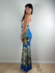 Roberto Cavalli 2013 Multicolor Floral Baroque Print Maxi Dress