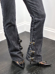 Andrew Mackenzie 2000s Black Acid Wash Buckle Ankle Jeans - W24