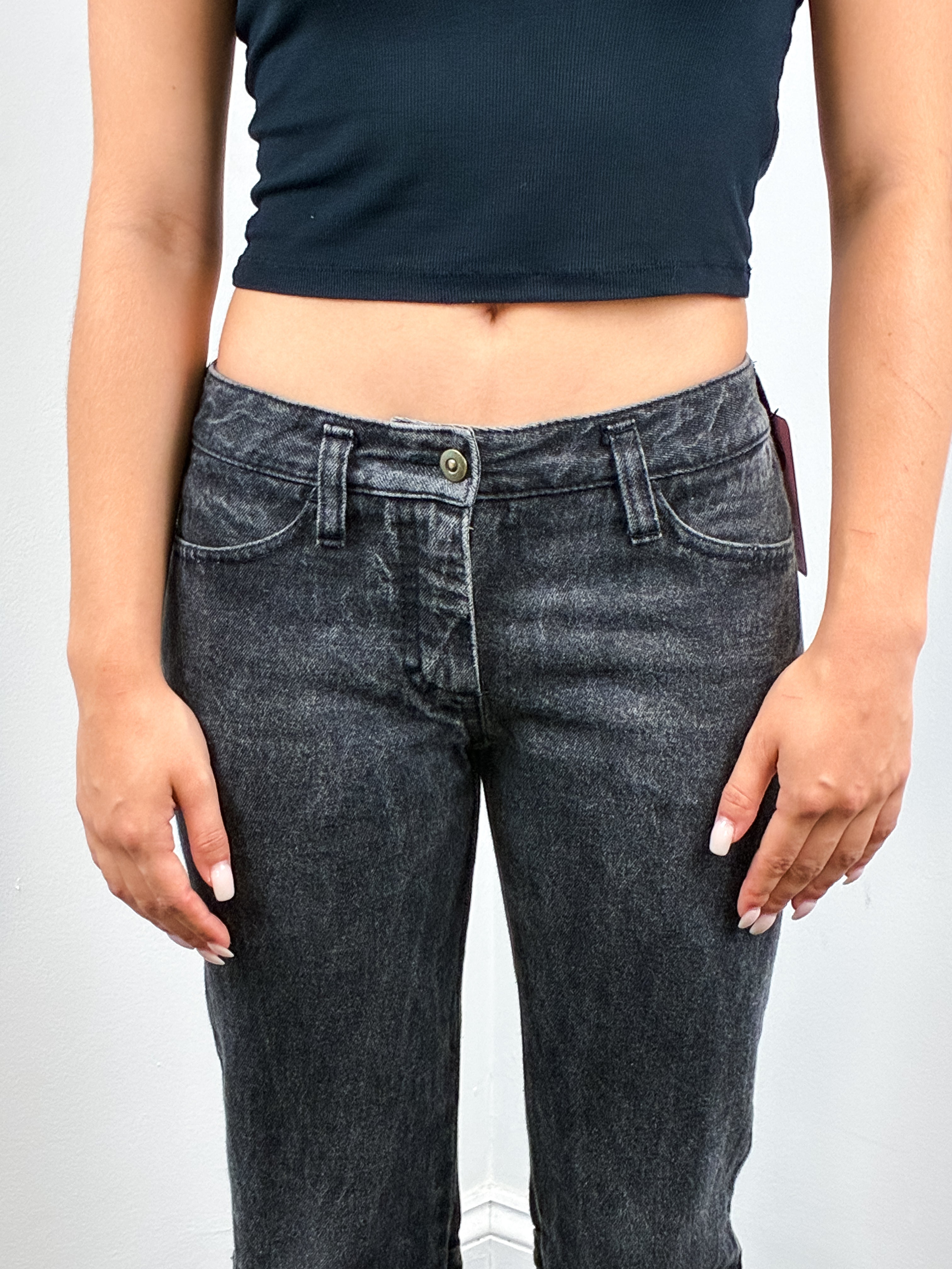 Andrew Mackenzie 2000s Black Acid Wash Buckle Ankle Jeans - W24