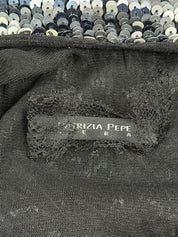 Patrizia Pepe Sera 2000's Black Silver Sequin Top