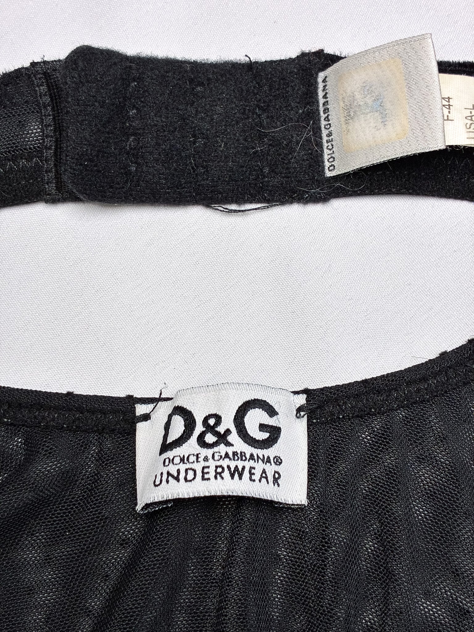 D&G Dolce & Gabbana 2000s Black Dot Mesh Bustier Top - XS/S