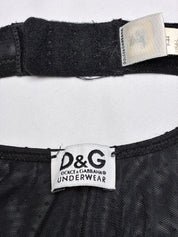 D&G Dolce & Gabbana 2000s Black Dot Mesh Bustier Top - XS/S