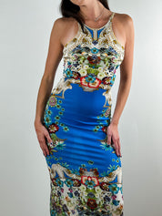 Roberto Cavalli 2013 Multicolor Floral Baroque Print Maxi Dress