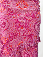 Enzo Loco Paris 2000s Paisley Medallion Print Ruffle Midi Skirt - XS/L