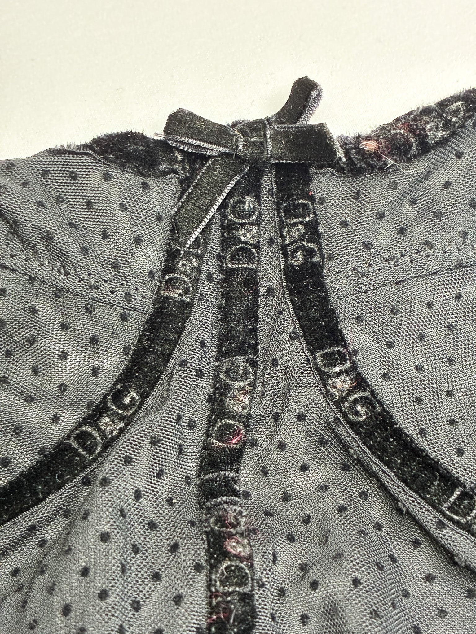 D&G Dolce & Gabbana 2000s Black Dot Mesh Bustier Top - XS/S
