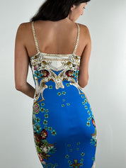 Roberto Cavalli 2013 Multicolor Floral Baroque Print Maxi Dress