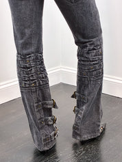 Andrew Mackenzie 2000s Black Acid Wash Buckle Ankle Jeans - W24