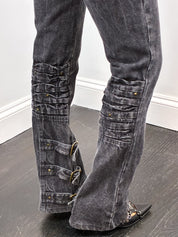 Andrew Mackenzie 2000s Black Acid Wash Buckle Ankle Jeans - W24