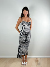 Just Cavalli 2000s Black & White Zebra Maxi Dress