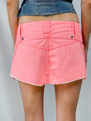 Diesel 2000s Neon Pink Low-Rise Denim Mini Skirt - XS/S