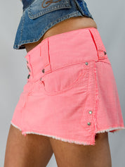 Diesel 2000s Neon Pink Low-Rise Denim Mini Skirt - XS/S