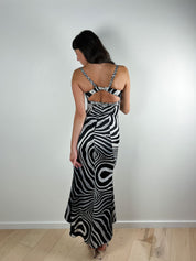 Just Cavalli 2000s Black & White Zebra Maxi Dress