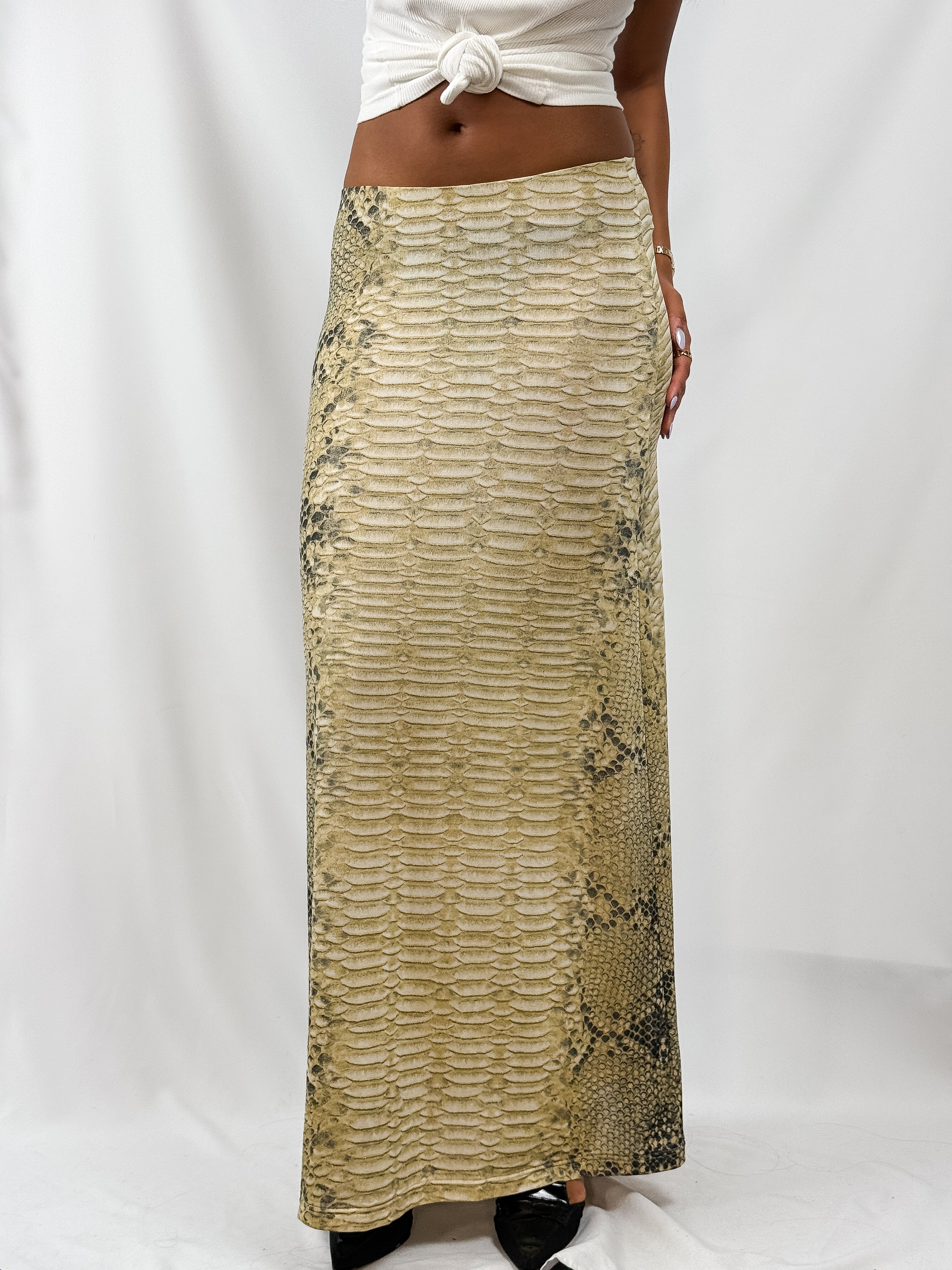 Roberto Cavalli Freedom 2000s Python Print Low Rise Maxi Skirt - XS/L