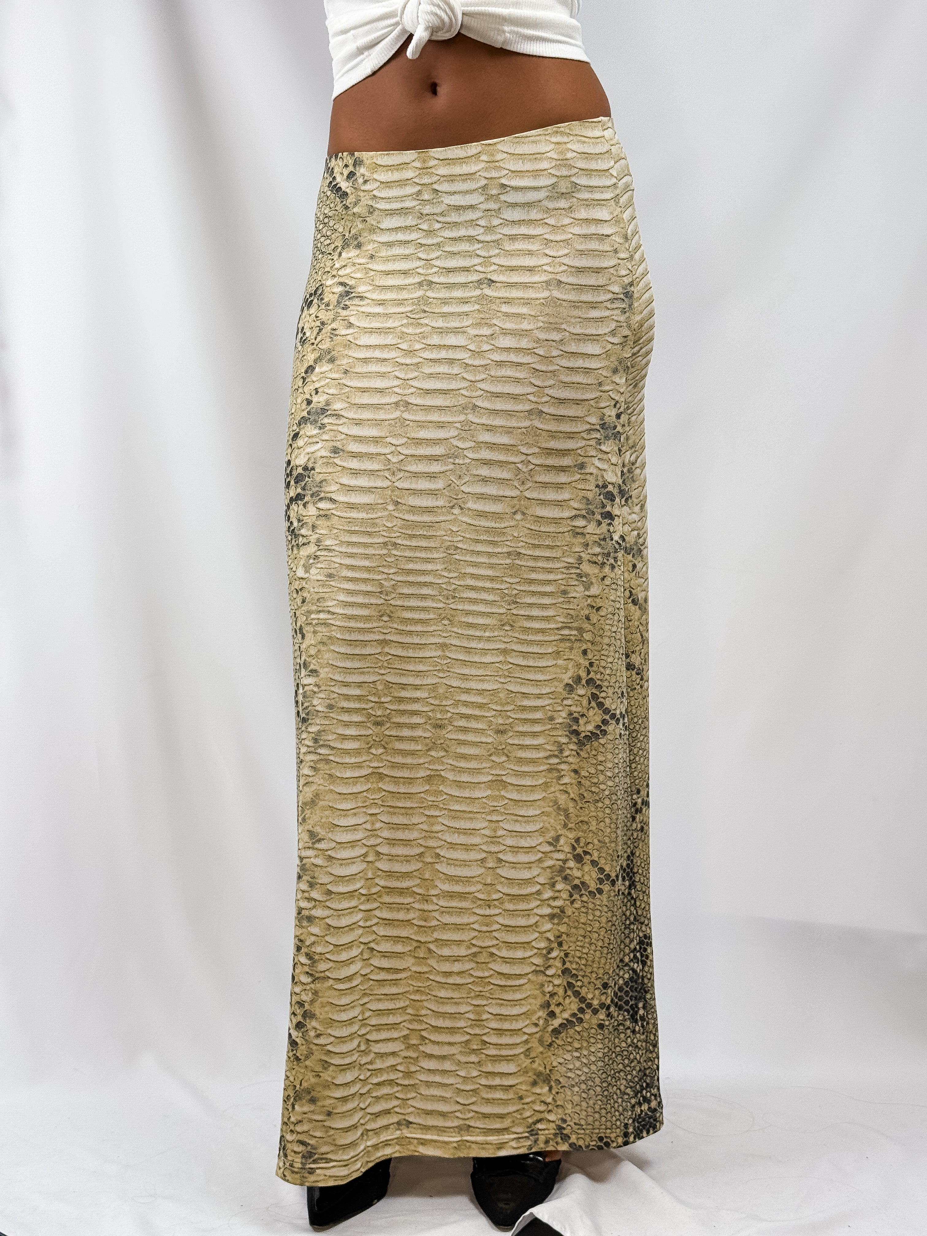 Roberto Cavalli Freedom 2000s Python Print Low Rise Maxi Skirt - XS/L