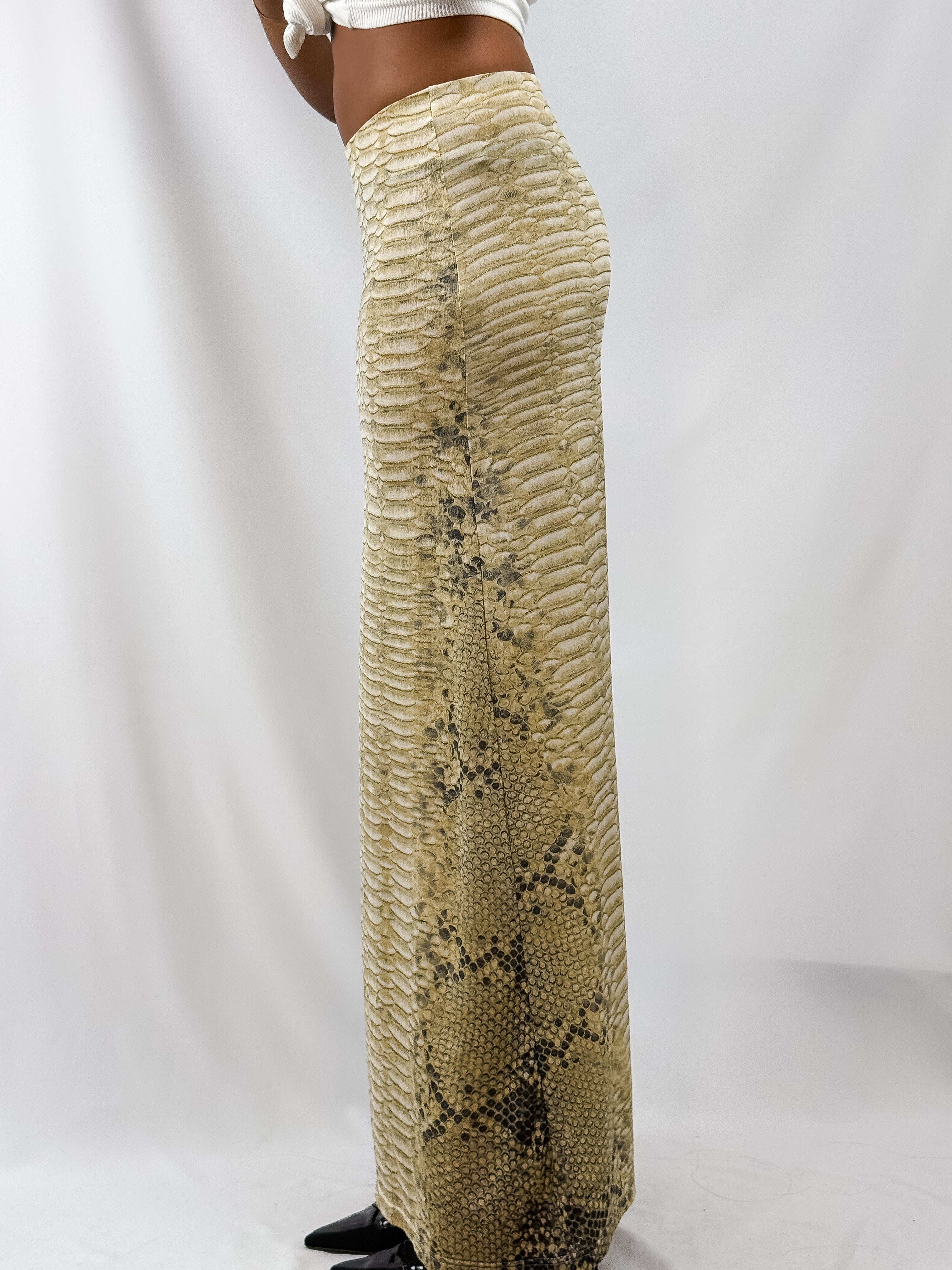 Roberto Cavalli Freedom 2000s Python Print Low Rise Maxi Skirt - XS/L