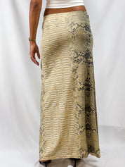 Roberto Cavalli Freedom 2000s Python Print Low Rise Maxi Skirt - XS/L