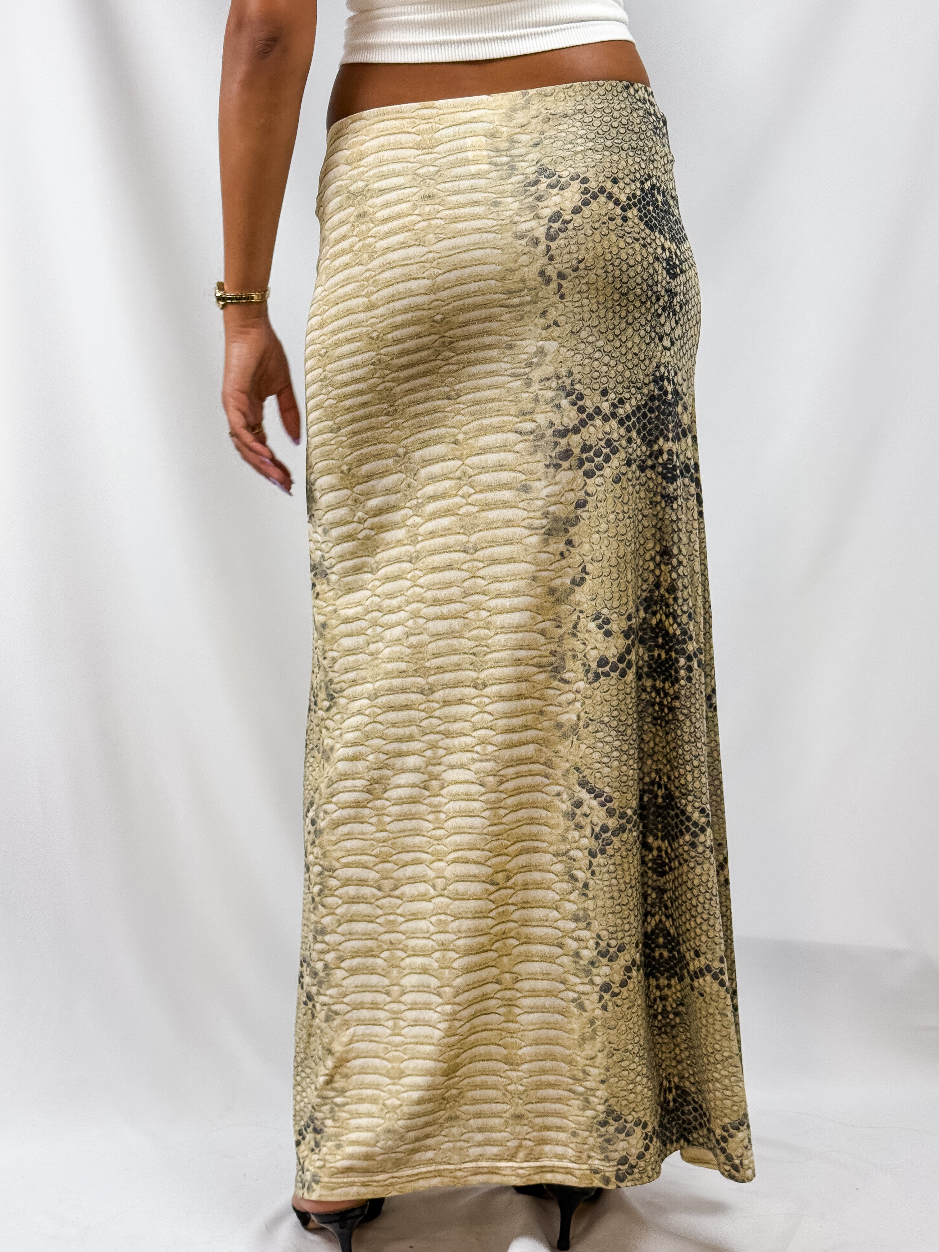 Roberto Cavalli Freedom 2000s Python Print Low Rise Maxi Skirt - XS/L