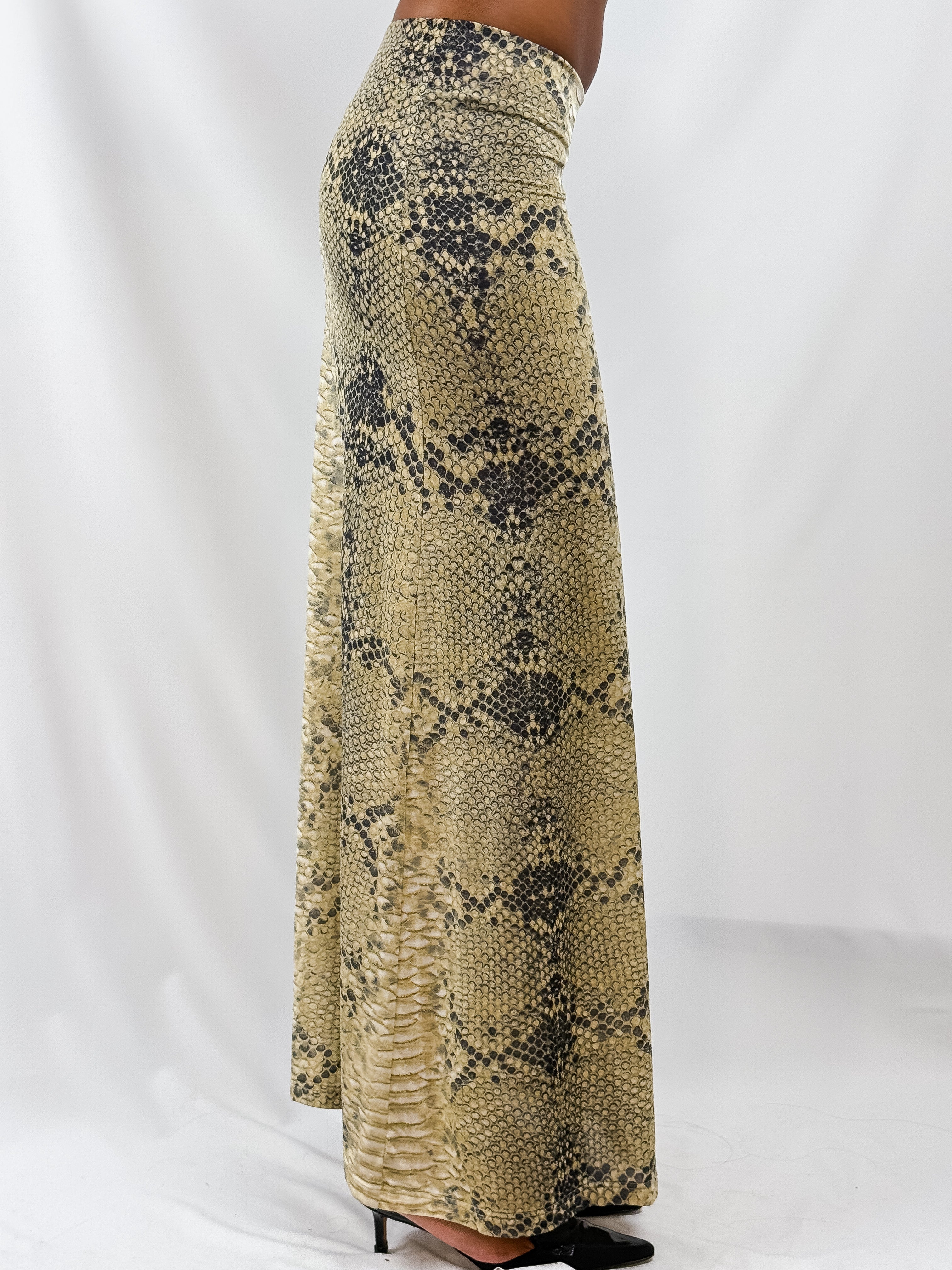 Roberto Cavalli Freedom 2000s Python Print Low Rise Maxi Skirt - XS/L