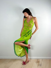 Fedeli Green Silk Vintage Dress