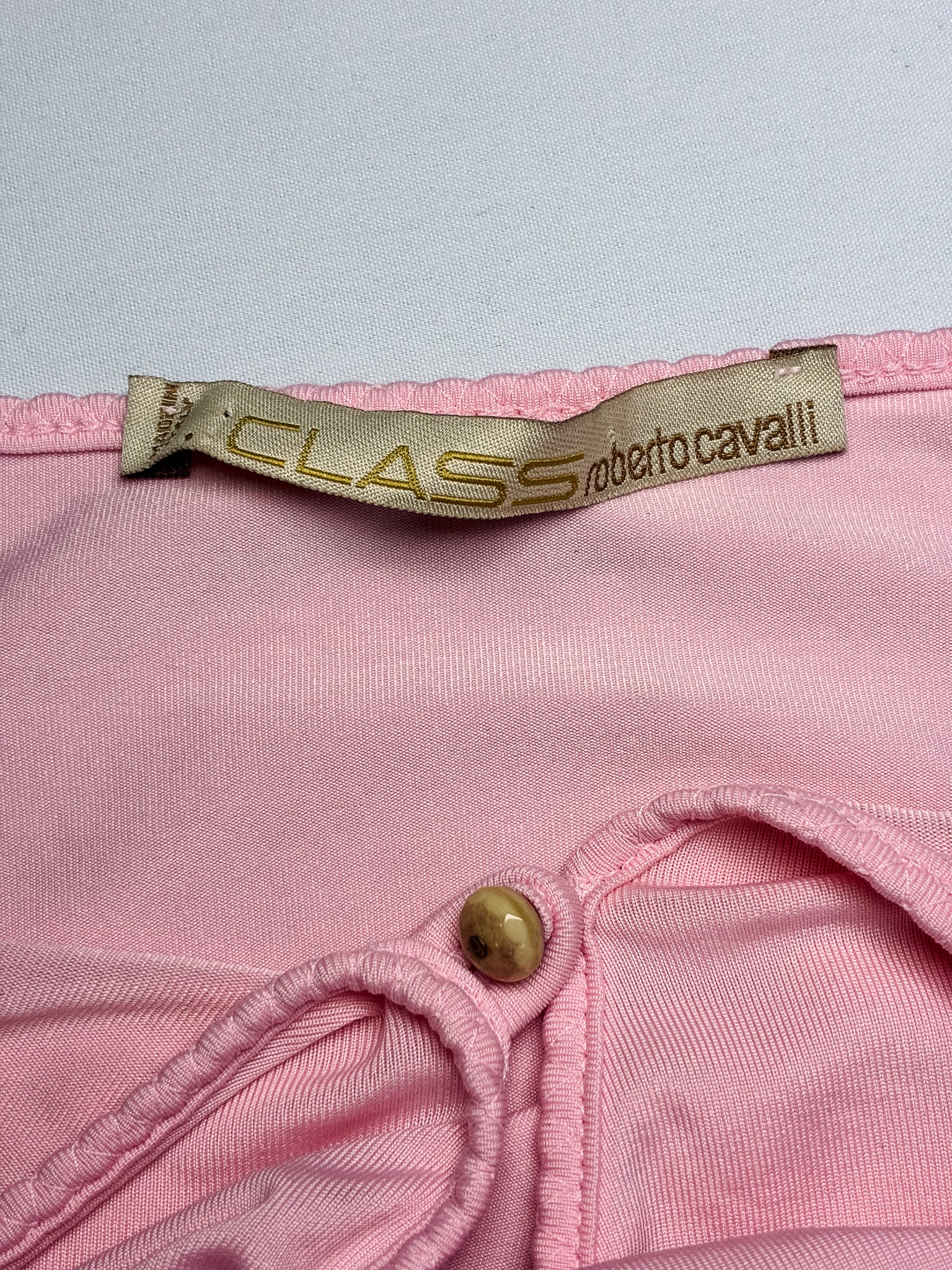 Class Roberto Cavalli 2000s Pink Halter Flounce Midi Dress - S/M