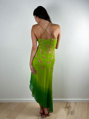 Fedeli Green Silk Vintage Dress