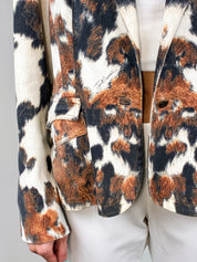 Just Cavalli 2000s Cow Print Cotton Blazer - L