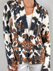 Just Cavalli 2000s Cow Print Cotton Blazer - L