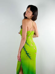 Fedeli Green Silk Vintage Dress