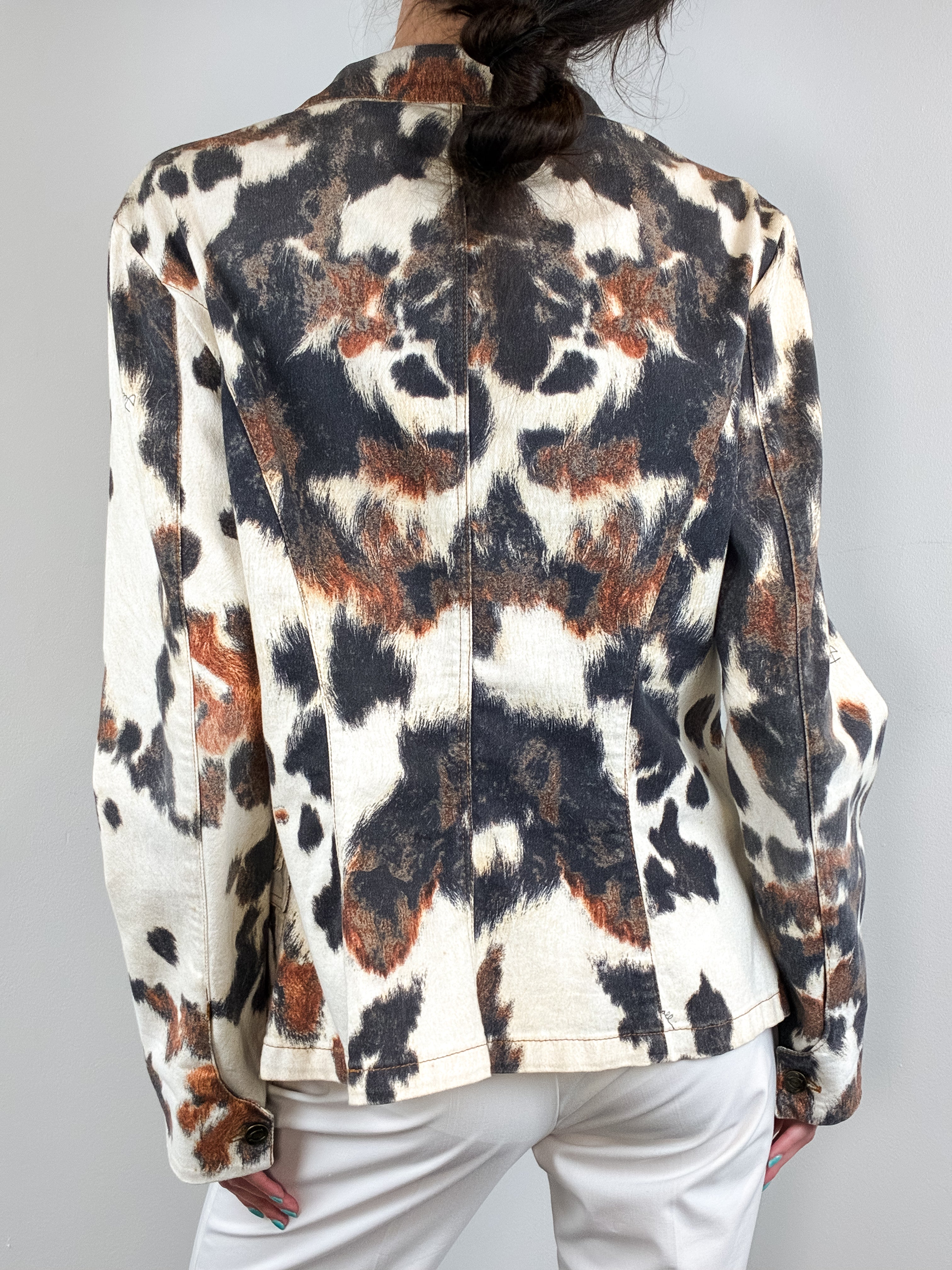 Just Cavalli 2000s Cow Print Cotton Blazer - L