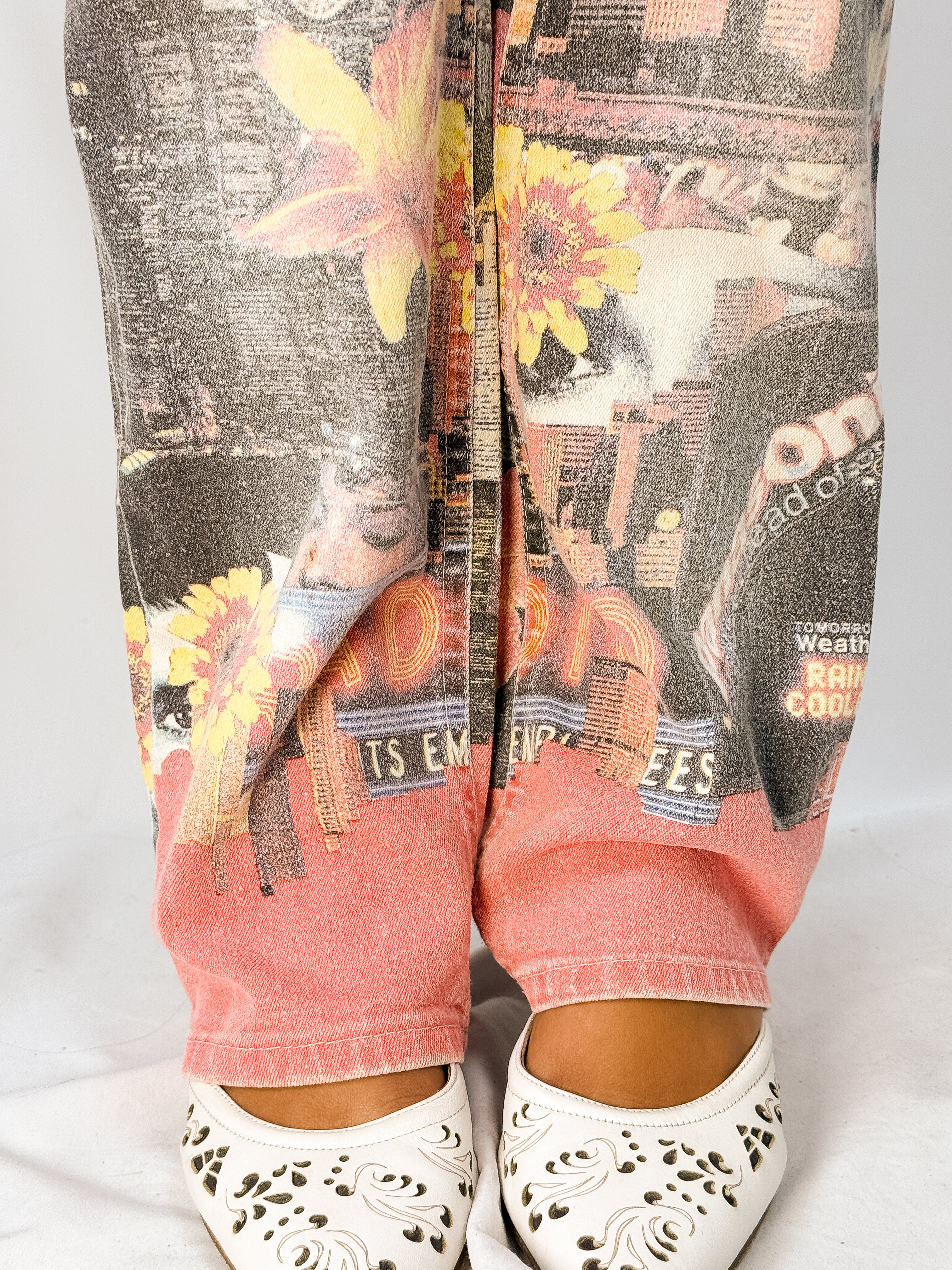 Roberto Cavalli 2000s Photo Collage Print Low-Rise Jeans - W29