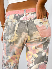 Roberto Cavalli 2000s Photo Collage Print Low-Rise Jeans - W29