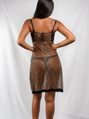 D&G Dolce & Gabbana Underwear 2000s Leopard Mesh Bustier Slip Dress - XS