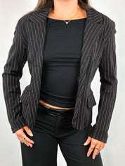 Plein Sud 2000s Black Pinstripe Tailored Blazer - S/M