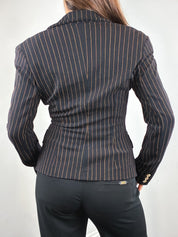 Plein Sud 2000s Black Pinstripe Tailored Blazer - S/M